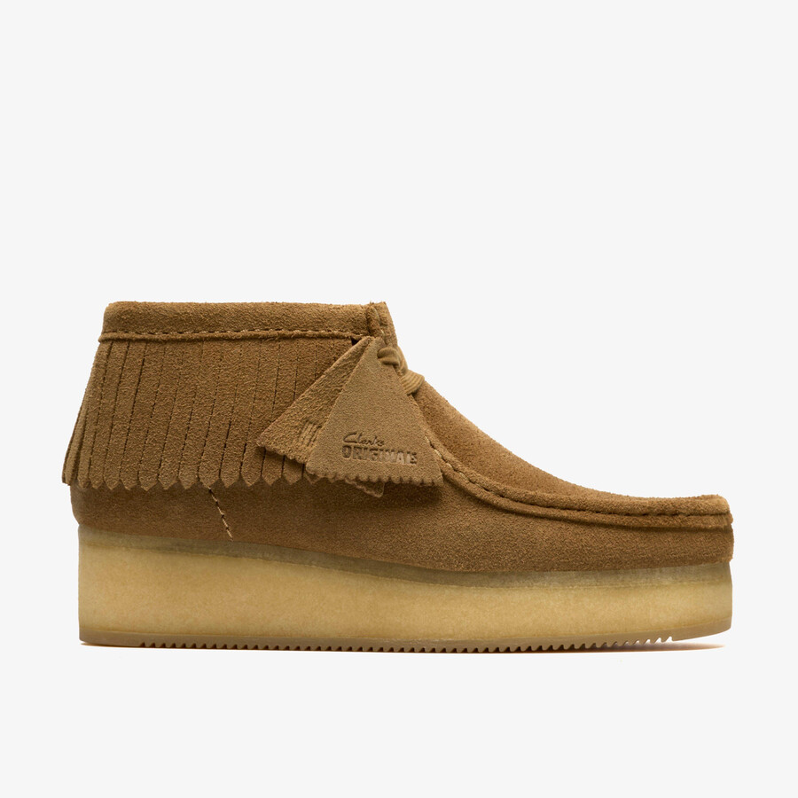 wallabee wedge fringe - lichtbruin suède